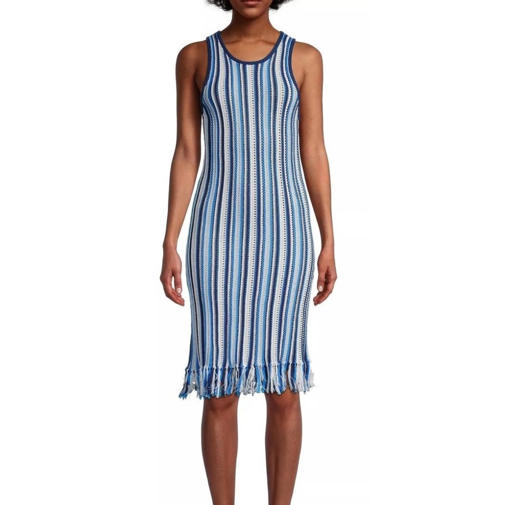 White + Warren Mercerized Cotton Fringe Dress